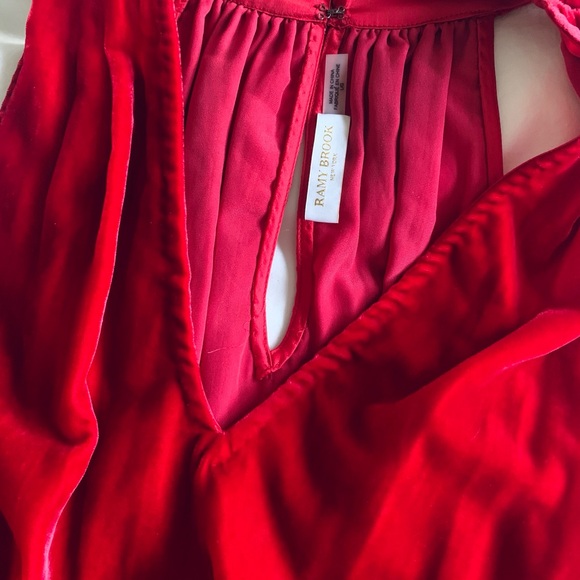 Ramy Brook red velvet holday cocktail dress - Picture 7 of 10